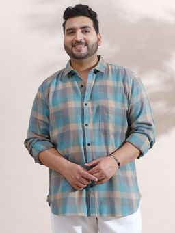 Instafab Plus - Men's Sky Blue Block Buffalo Regular Shirt