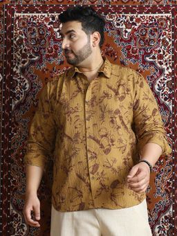 Instafab Plus - Men's Wood Mustard Leaf Line-Tactile Shirt