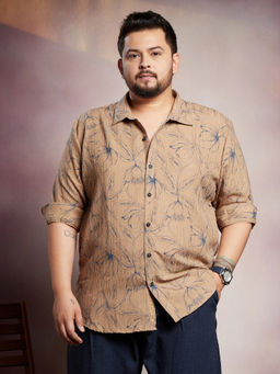 Instafab Plus - Men's Ash Brown Bloom Line-Tactile Shirt