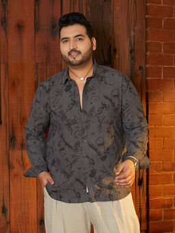 Instafab Plus - Men's Graphite Grey Bloom Line-Tactile Shirt