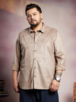 Instafab Plus - Men's Taupe Crevice-Tactile Shirt