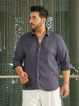 Instafab Plus - Men's Aegean Blue Pinstripe-Tactile Shirt