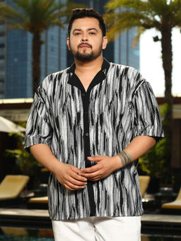 Instafab Plus - Men's Midnight Black Fade Cuban Shirt