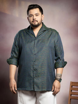 Instafab Plus - Men's Aegean Teal Blue Stoke Lines-Imprint Shirt