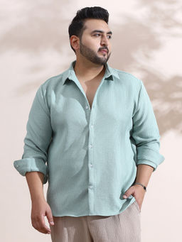 Instafab Plus - Men's Mint Green Interweave-Tactile Shirt