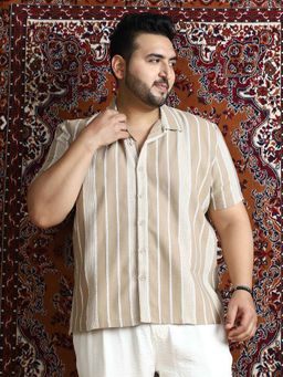 Instafab Plus - Men's Ash Brown Tactile-Lined Cuban Shirt