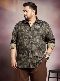 Instafab Plus - Men's Midnight Black Thread Line -Weave Shirt