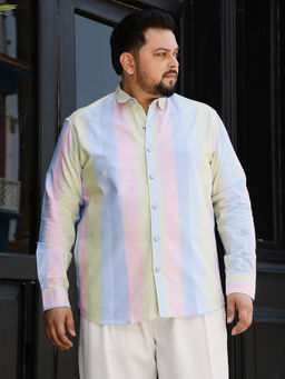 Instafab Plus - Multi-Colour Men's Roman Striped Shirt