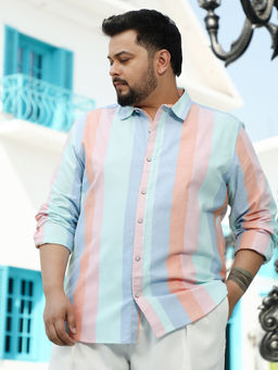 Instafab Plus - Men's Blue Roman Striped Shirt