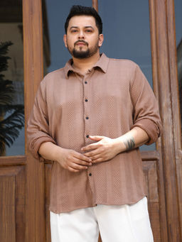 Instafab Plus - Men's Tan Brown Scale-Tactile Shirt