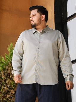 Instafab Plus - Men's Sage Green Solid Satin Shirt