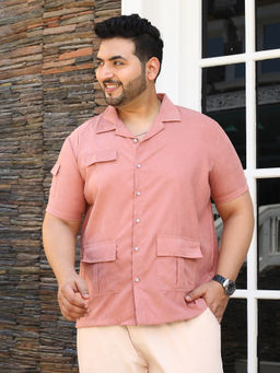 Instafab Plus - Men's Rouge Pink Utility-Cuban Shirt