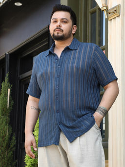 Instafab Plus - Men's Aegean Blue Ridge Knit Shirt