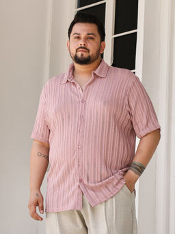 Instafab Plus - Men's Rouge Pink Ridge Knit Shirt