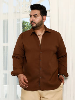 Instafab Plus - Men's Chocolate Brown Interweave-Tactile Shirt