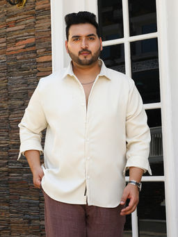 Instafab Plus - Men's Off White Interweave-Tactile Shirt