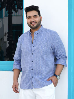 Instafab Plus - Men's Powder Blue Quad-Weave Regular Shirt