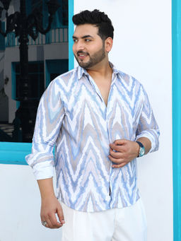 Instafab Plus - Multi-Colour Men's Slate Chevron-Dye Shirt