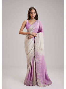KALKI FASHION - Lavender Embellished/Sequined Saree with Unstiched Blouse