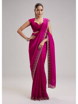 KALKI FASHION - Magenta Saree with Unstiched Blouse