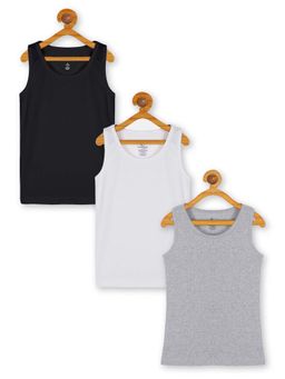 KiddoPanti - Boys Multi-Color Cotton Solid Rib Vest (Pack of 3)