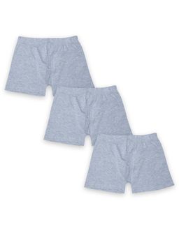 KiddoPanti - Boys Grey Cotton Solid Trunks (Pack of 3)