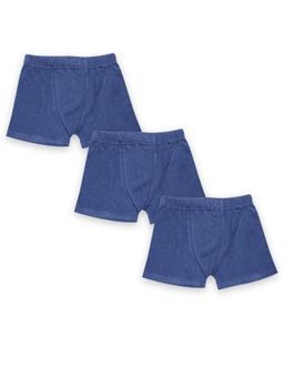 KiddoPanti - Boys Blue Cotton Solid Trunks (Pack of 3)