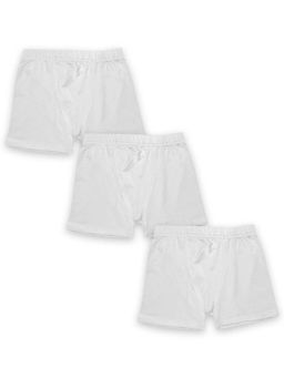 KiddoPanti - Boys White Cotton Solid Trunks (Pack of 3)