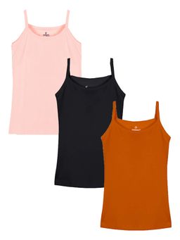 KiddoPanti - Girls Cotton Solid Camisole (Pack of 3)