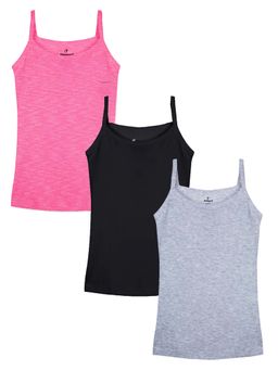 KiddoPanti - Girls Cotton Solid Camisole (Pack of 3)