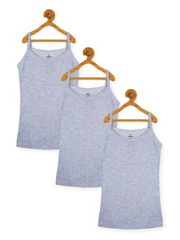 KiddoPanti - Girls Grey Cotton Solid Camisole (Pack of 3)