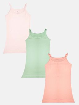 KiddoPanti - Girls Cotton Solid Camisole Pack of 3