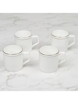 HomeTown - Avril Real Gold-Plated Bone China Director Tea Mug 200ML Set of 4 White