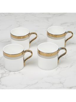 HomeTown - Amour Real Gold-Plated Bone China Diana Tea Mug 160ml Set of 4 White, Grey