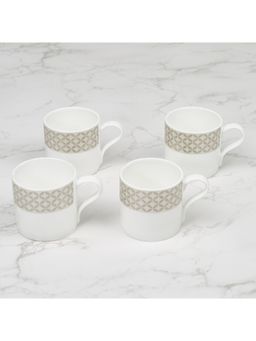 HomeTown - Nora Real Gold-Plated Bone China Adela Coffee Mug 250ML Set of 4 White, Grey