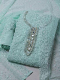 MEENA BAZAAR - Women Green Unstitched Kurta With Pant & Dupatta