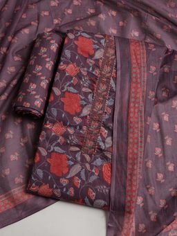 MEENA BAZAAR - Printed Lavender Unstitched Kurta With Pant & Dupatta