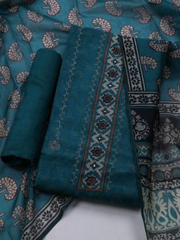 MEENA BAZAAR - Embroidered Women Green Unstitched Kurta With Pant & Dupatta