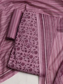 MEENA BAZAAR - Printed Lavender Unstitched Kurta With Pant & Dupatta