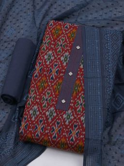 MEENA BAZAAR - Printed Maroon Unstitched Kurta With Pant & Dupatta
