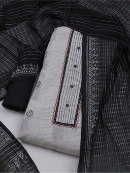 MEENA BAZAAR - Women Printed Cream Unstitched Kurta With Pant & Dupatta