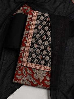 MEENA BAZAAR - Printed Maroon Unstitched Kurta With Pant & Dupatta