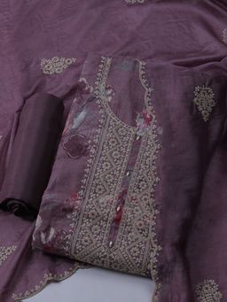 MEENA BAZAAR - Pink Women Embroidered Unstitched Kurta With Pant & Dupatta
