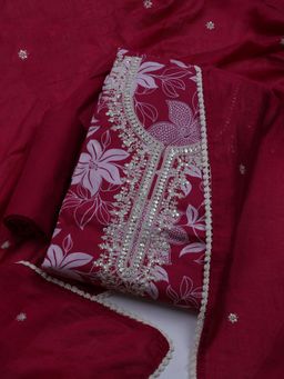 MEENA BAZAAR - Pink Women Embroidered Unstitched Kurta With Pant & Dupatta