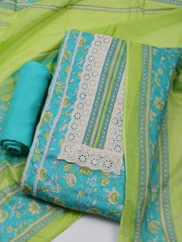MEENA BAZAAR - Women Printed Blue Unstitched Kurta With Pant & Dupatta