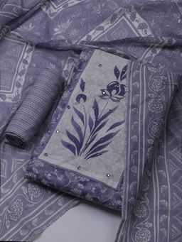 MEENA BAZAAR - Printed Lavender Unstitched Kurta With Pant & Dupatta