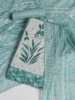 MEENA BAZAAR - Green Women Floral Printed Unstitched Kurta With Pant & Dupatta