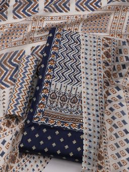 MEENA BAZAAR - Floral Printed Women Blue Unstitched Kurta With Pant & Dupatta