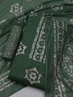 MEENA BAZAAR - Green Women Floral Printed Unstitched Kurta With Pant & Dupatta