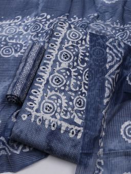 MEENA BAZAAR - Blue Women Embroidered Unstitched Kurta With Pant & Dupatta